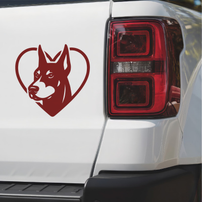 Herz mit Dobermann Kopf Autoaufkleber - Ansicht 2