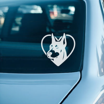 Herz mit Dobermann Kopf Autoaufkleber - Ansicht 3