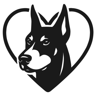 Herz mit Dobermann Kopf Autoaufkleber