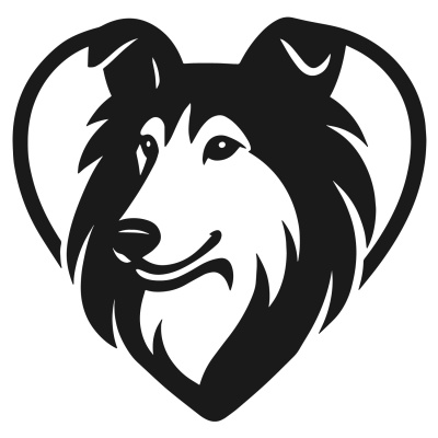 Herz mit Collie Kopf Autoaufkleber