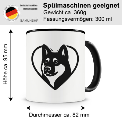 Tasse mit dem Motiv  Herz mit Akita Kopf - Ansicht 2