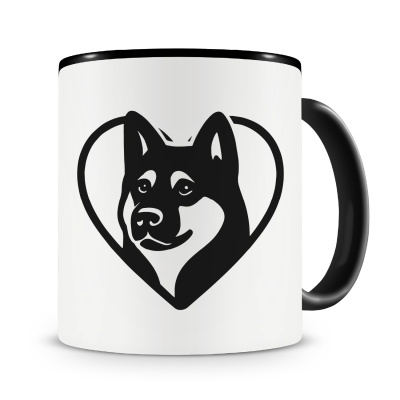 Tasse mit dem Motiv  Herz mit Akita Kopf