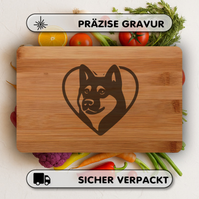 Frhstcksbrettchen mit Herz mit Akita Kopf Gravur - Ansicht 3