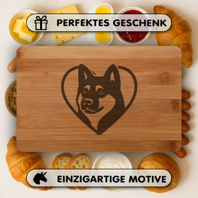 Frhstcksbrettchen mit Herz mit Akita Kopf Gravur - Ansicht 4