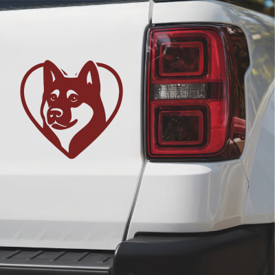 Herz mit Akita Kopf Autoaufkleber - Ansicht 2