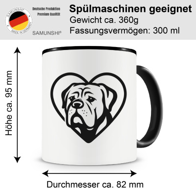Tasse mit dem Motiv  Herz mit Bordeaux Dogge Kopf - Ansicht 2
