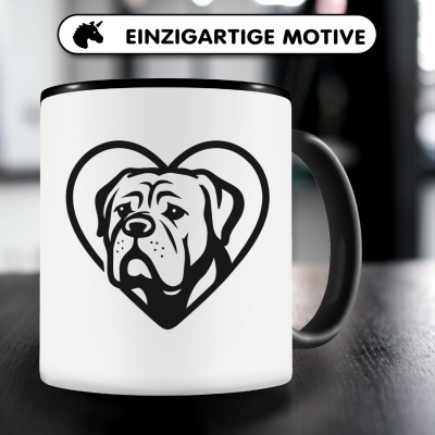Tasse mit dem Motiv  Herz mit Bordeaux Dogge Kopf - Ansicht 3
