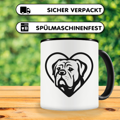 Tasse mit dem Motiv  Herz mit Bordeaux Dogge Kopf - Ansicht 4