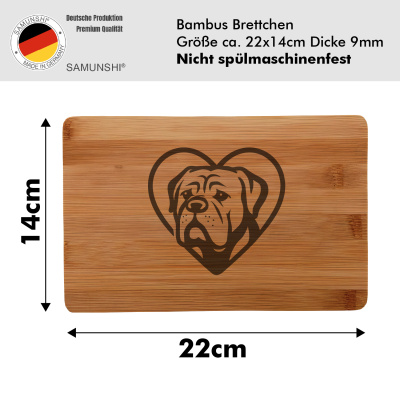 Frhstcksbrettchen mit Herz mit Bordeaux Dogge Kopf Gravur - Ansicht 2