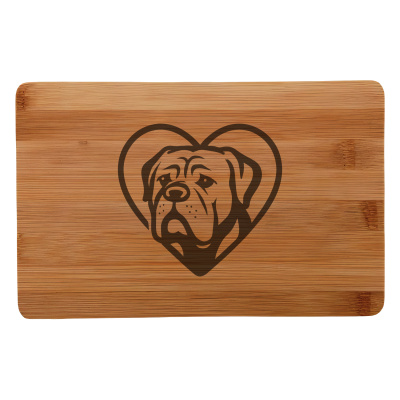 Frhstcksbrettchen mit Herz mit Bordeaux Dogge Kopf Gravur