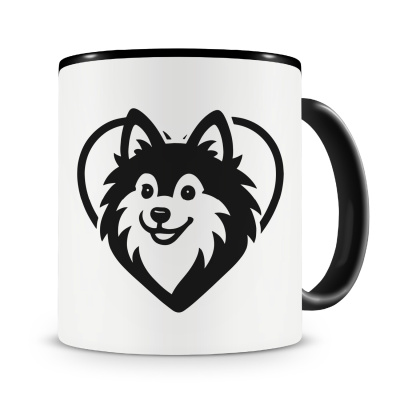 Tasse mit dem Motiv  Herz mit Deutscher Spitz Kopf