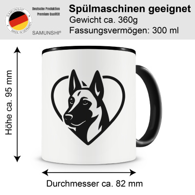 Tasse mit dem Motiv  Herz mit Malinois Kopf - Ansicht 2