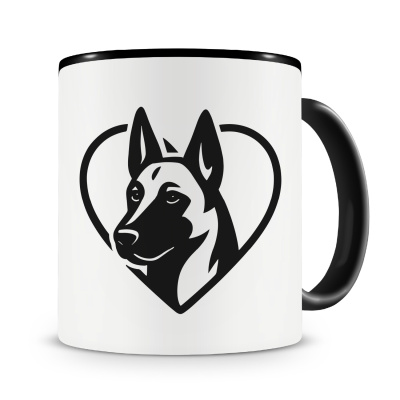 Tasse mit dem Motiv  Herz mit Malinois Kopf