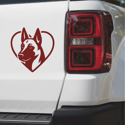 Herz mit Malinois Kopf Autoaufkleber - Ansicht 2