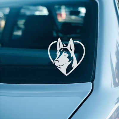 Herz mit Malinois Kopf Autoaufkleber - Ansicht 3