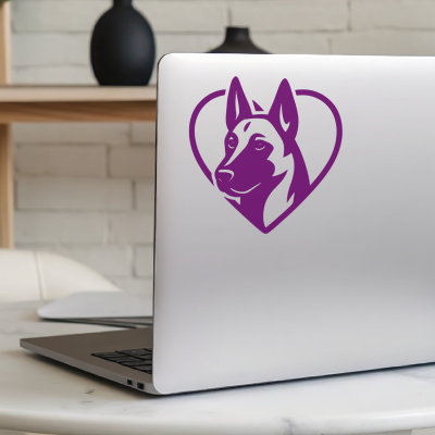 Herz mit Malinois Kopf Autoaufkleber - Ansicht 5