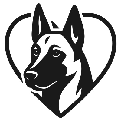 Herz mit Malinois Kopf Autoaufkleber