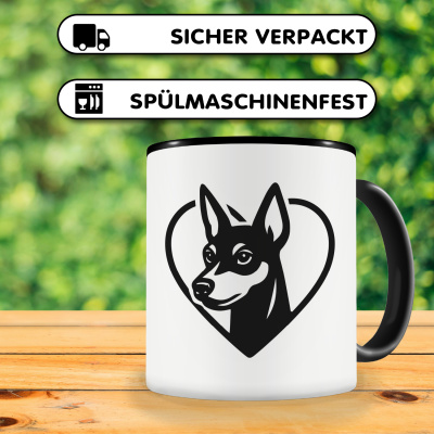 Tasse mit dem Motiv  Herz mit Zwergpinscher Kopf - Ansicht 4