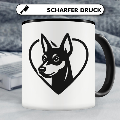 Tasse mit dem Motiv  Herz mit Zwergpinscher Kopf - Ansicht 5