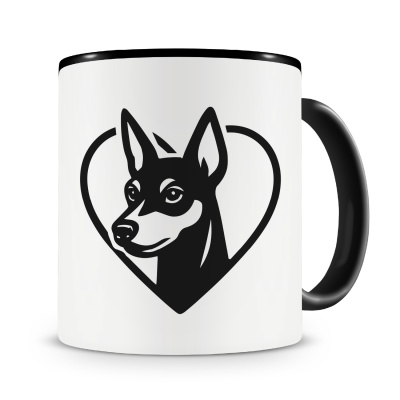 Tasse mit dem Motiv  Herz mit Zwergpinscher Kopf