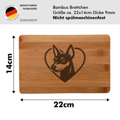 Frhstcksbrettchen mit Herz mit Zwergpinscher Kopf Gravur - Ansicht 2