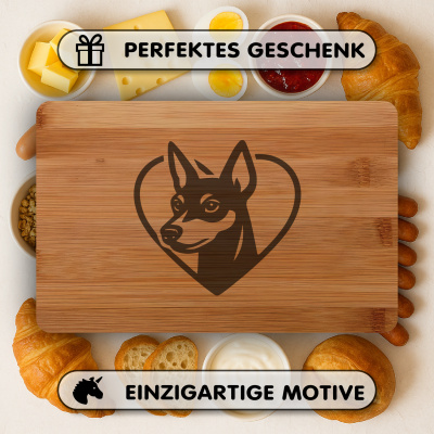 Frhstcksbrettchen mit Herz mit Zwergpinscher Kopf Gravur - Ansicht 4