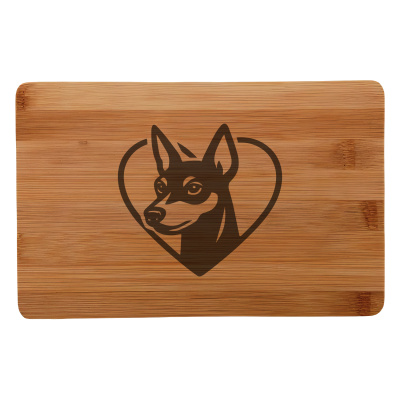 Frhstcksbrettchen mit Herz mit Zwergpinscher Kopf Gravur
