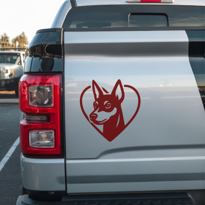 Herz mit Zwergpinscher Kopf Autoaufkleber - Ansicht 2