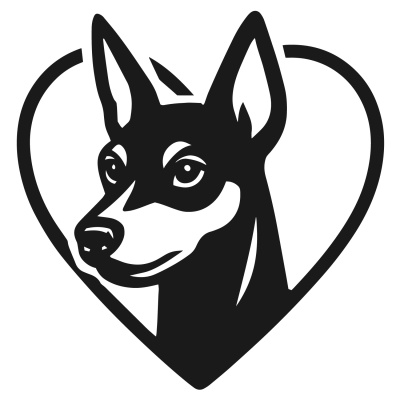 Herz mit Zwergpinscher Kopf Autoaufkleber