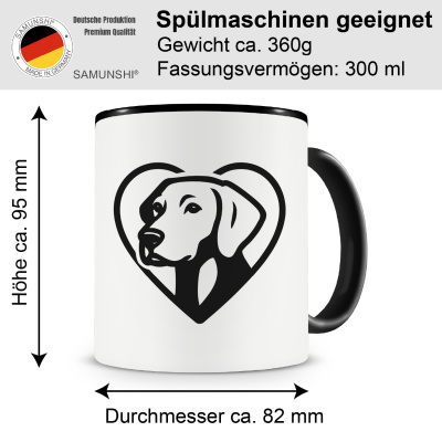 Tasse mit dem Motiv  Herz mit Weimaraner Kopf - Ansicht 2