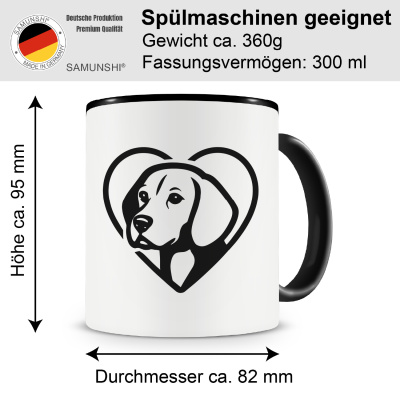 Tasse mit dem Motiv  Herz mit Beagle Kopf - Ansicht 2