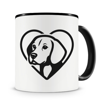 Tasse mit dem Motiv  Herz mit Beagle Kopf