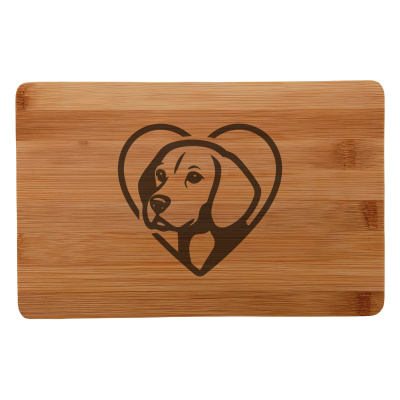 Frhstcksbrettchen mit Herz mit Beagle Kopf Gravur