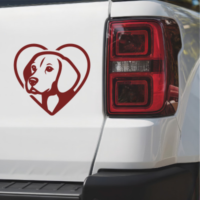 Herz mit Beagle Kopf Autoaufkleber - Ansicht 2