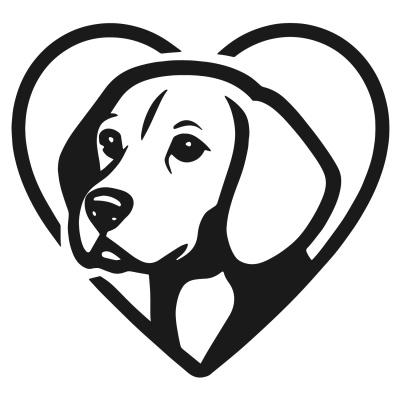 Herz mit Beagle Kopf Autoaufkleber