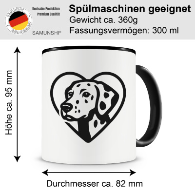 Tasse mit dem Motiv  Herz mit Dalmatiner Kopf - Ansicht 2