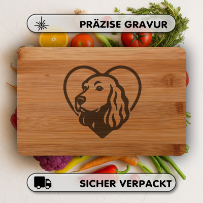Frhstcksbrettchen mit Herz mit Cocker Spaniel Kopf Gravur - Ansicht 3