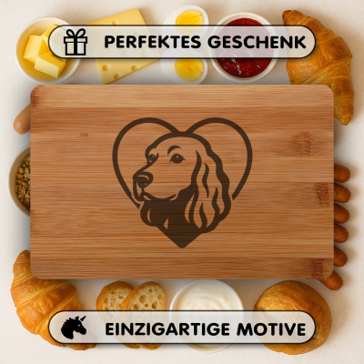 Frhstcksbrettchen mit Herz mit Cocker Spaniel Kopf Gravur - Ansicht 4