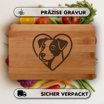 Frhstcksbrettchen mit Herz mit Parson Russell Terrier Kopf Gravur - Ansicht 3