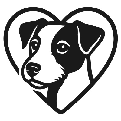 Herz mit Parson Russell Terrier Kopf Autoaufkleber