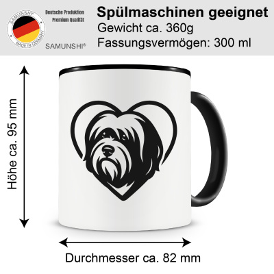Tasse mit dem Motiv  Herz mit Tibet Terrier Kopf - Ansicht 2