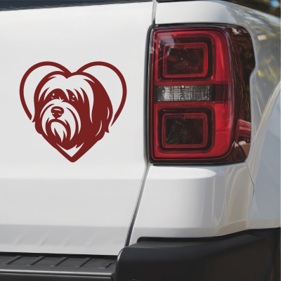 Herz mit Tibet Terrier Kopf Autoaufkleber - Ansicht 2