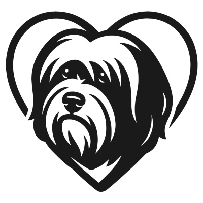 Herz mit Tibet Terrier Kopf Autoaufkleber
