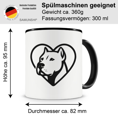 Tasse mit dem Motiv  Herz mit Dogo Argentino Kopf - Ansicht 2