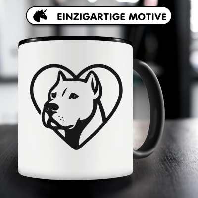 Tasse mit dem Motiv  Herz mit Dogo Argentino Kopf - Ansicht 3
