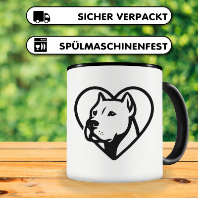 Tasse mit dem Motiv  Herz mit Dogo Argentino Kopf - Ansicht 4
