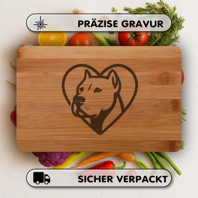 Frhstcksbrettchen mit Herz mit Dogo Argentino Kopf Gravur - Ansicht 3