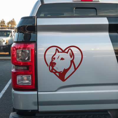 Herz mit Dogo Argentino Kopf Autoaufkleber - Ansicht 2