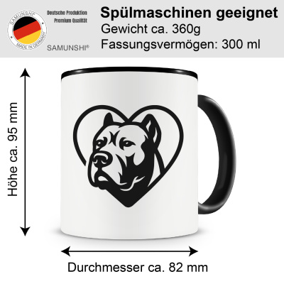 Tasse mit dem Motiv  Herz mit Dogo Canario Kopf - Ansicht 2