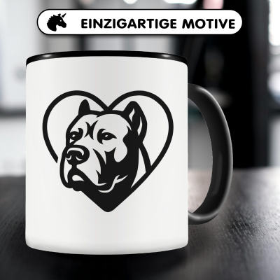 Tasse mit dem Motiv  Herz mit Dogo Canario Kopf - Ansicht 3